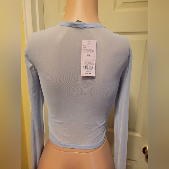 Wild Fable Women's Sheer Light Aqua Blue Button-Down Longsleeve Shirt SZ XS - Picture 8 of 16